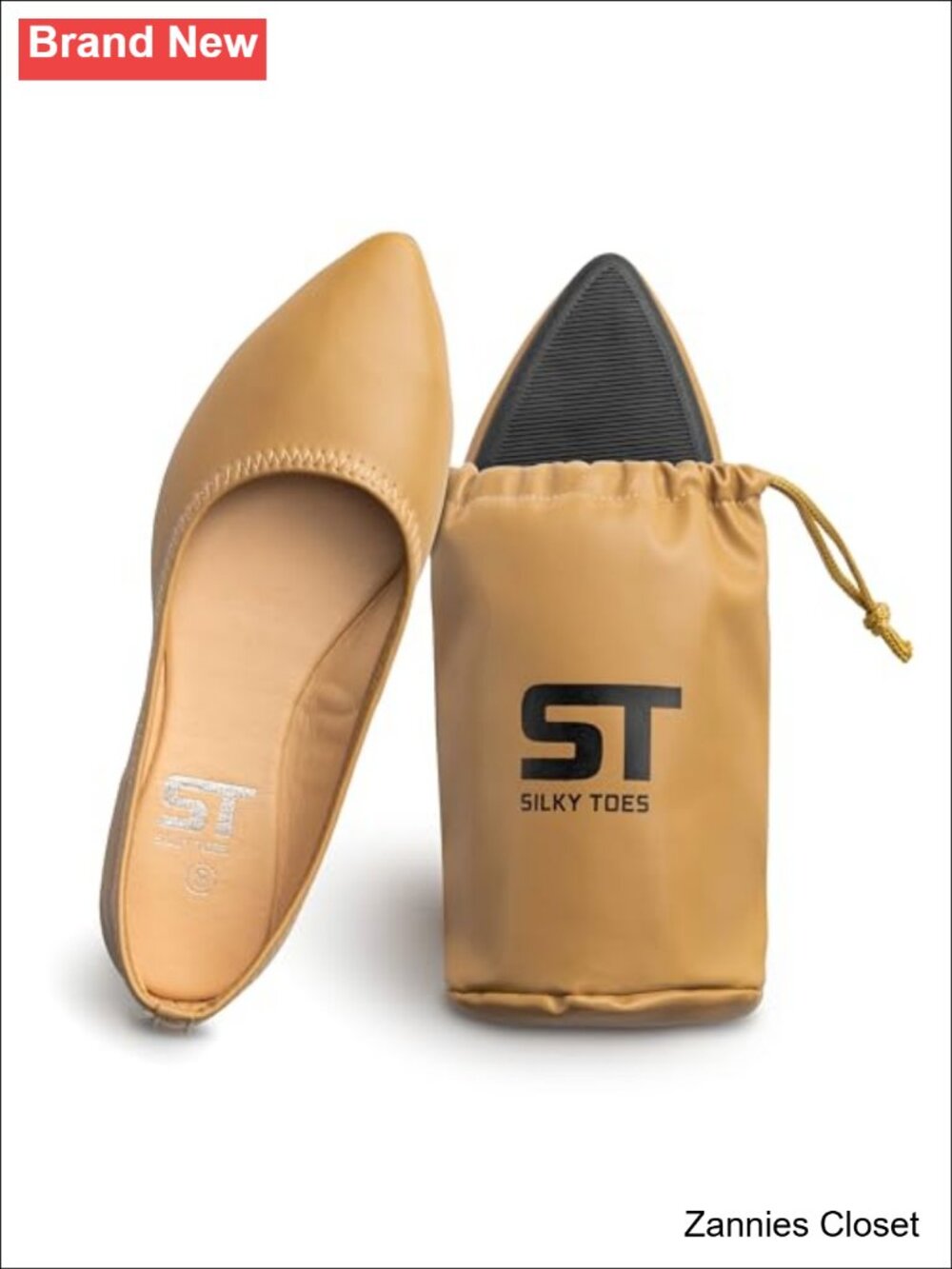 ✨Silky Toes Foldable Ballet Flats Women Pointed Toe Pull-On Travel Shoes